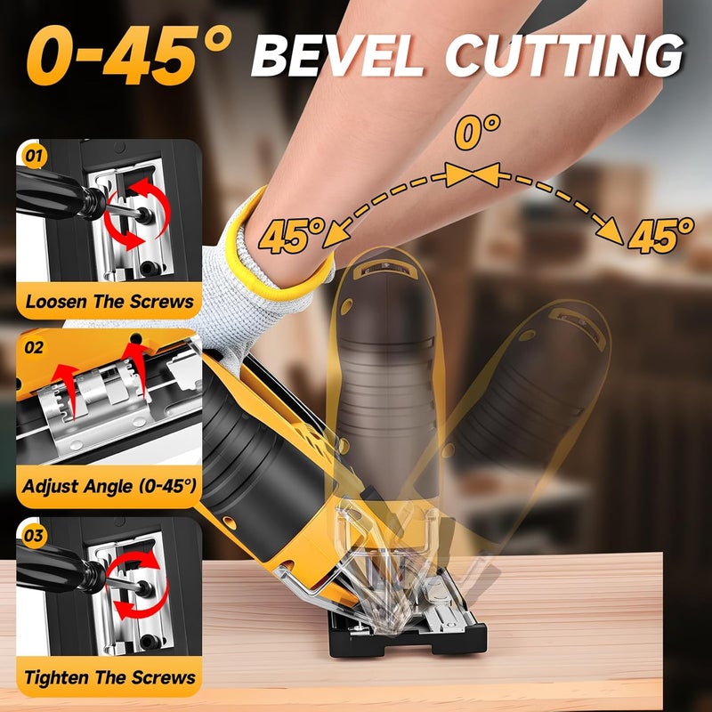 CAMXTOOL Jig Saw Compatible with Dewalt 20V Max Battery (No Battery), Cordless Jig Saw Brushless Jigsaw Tool with LED Light, 0°- 45° Bevel Cuts, 3 Orbital Settings for Straight/Curve/Circle Cutting - Image 4